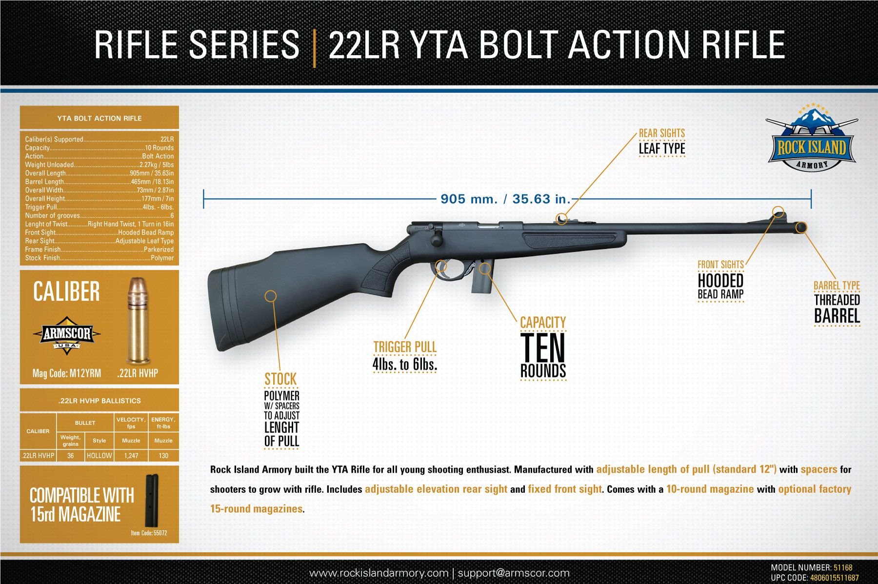 Yta Bolt Action Rifle 22lr 10rd